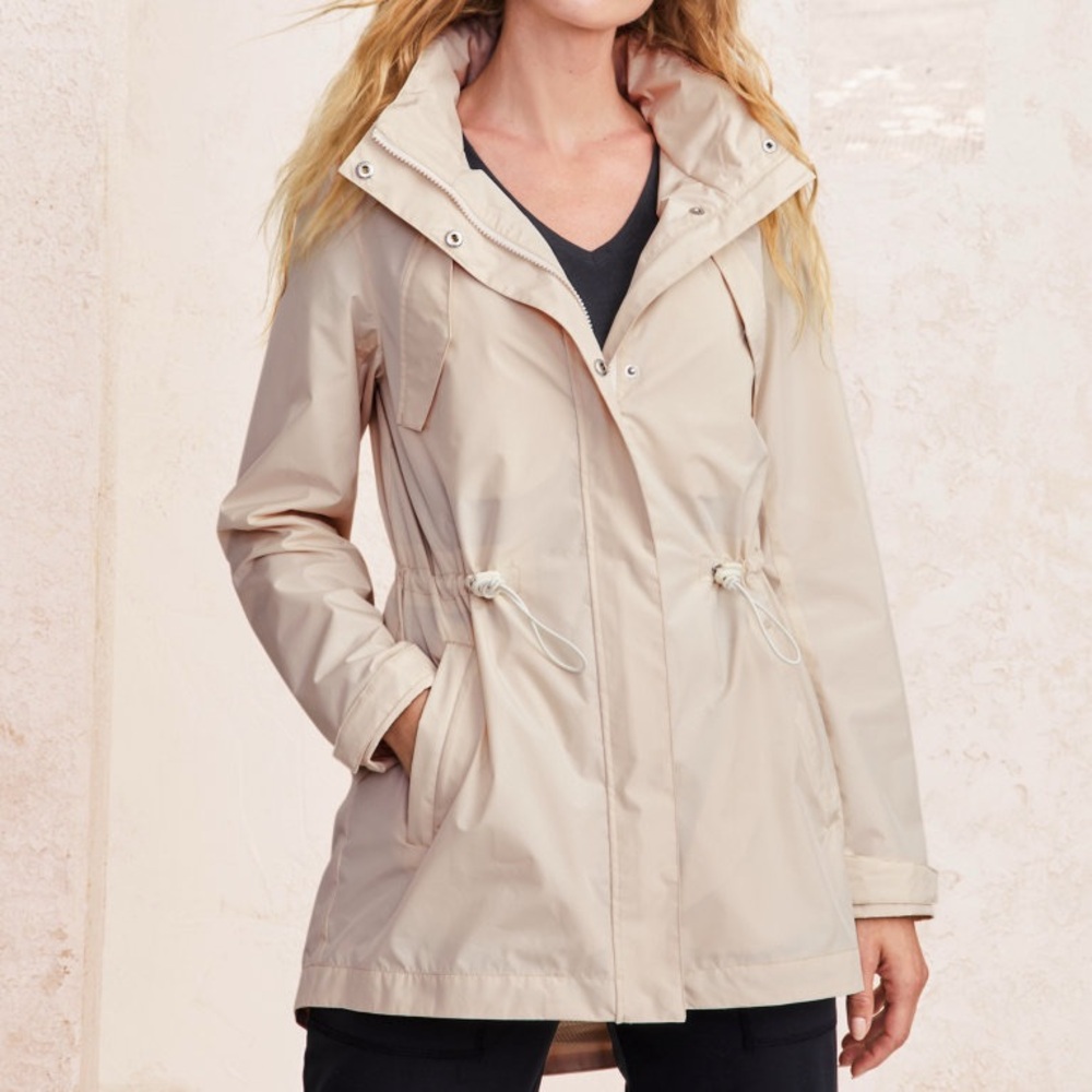 Garnet Hill Jacket Womens Medium Cream Beige Recycled Cinch Water Resistant
